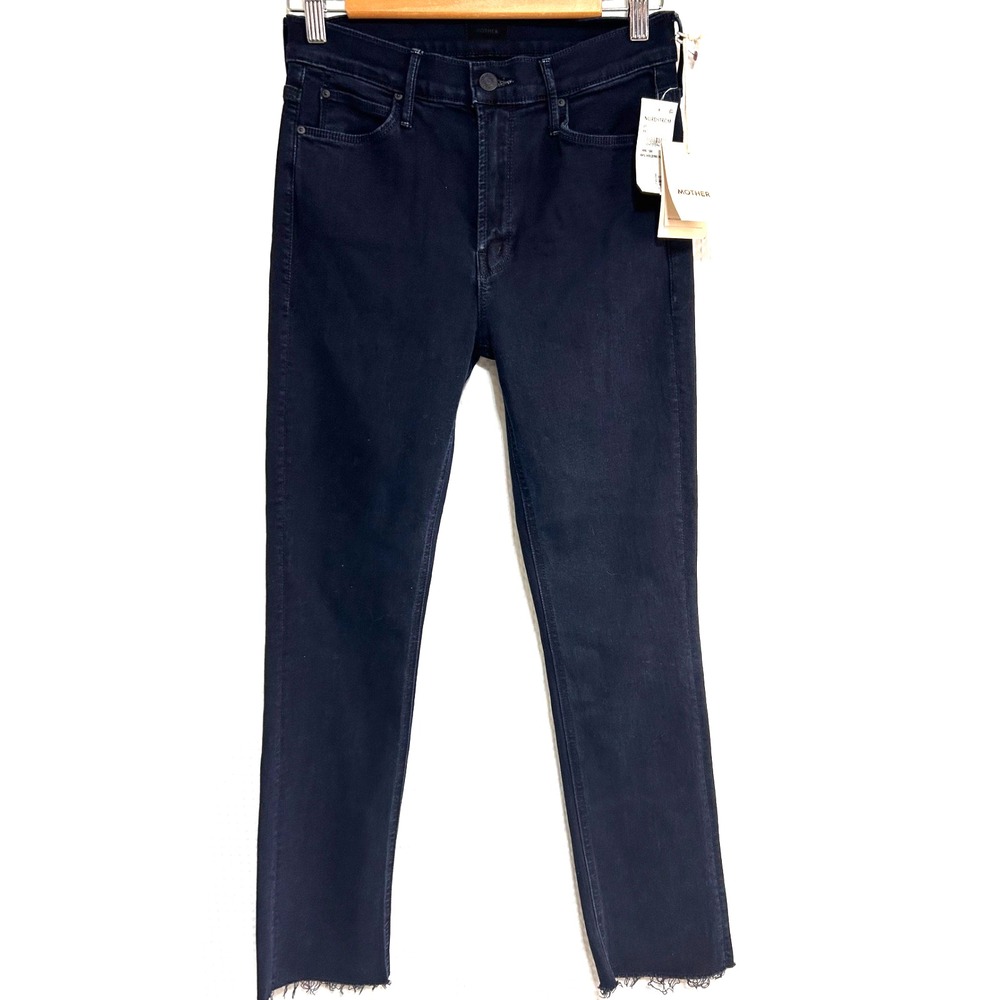 NWT Mother Jeans size 27 The Mid Rise Dazzler Ankle Fray Denim Pant Navy Blue j